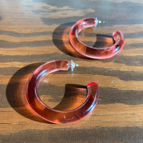 Pink Acrylic Hoops - Picture 5 of 8